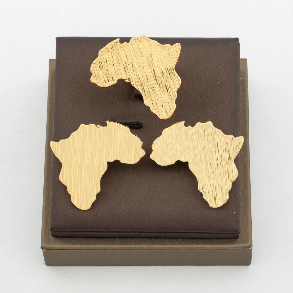 Golden Akan Cowrie Set — Sculpted Shell Earrings & Ring