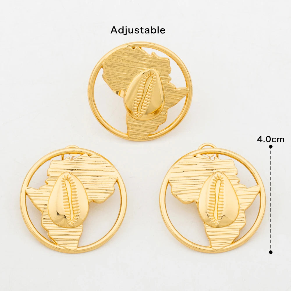 Akua Gold Africa Map Earring & Ring Set