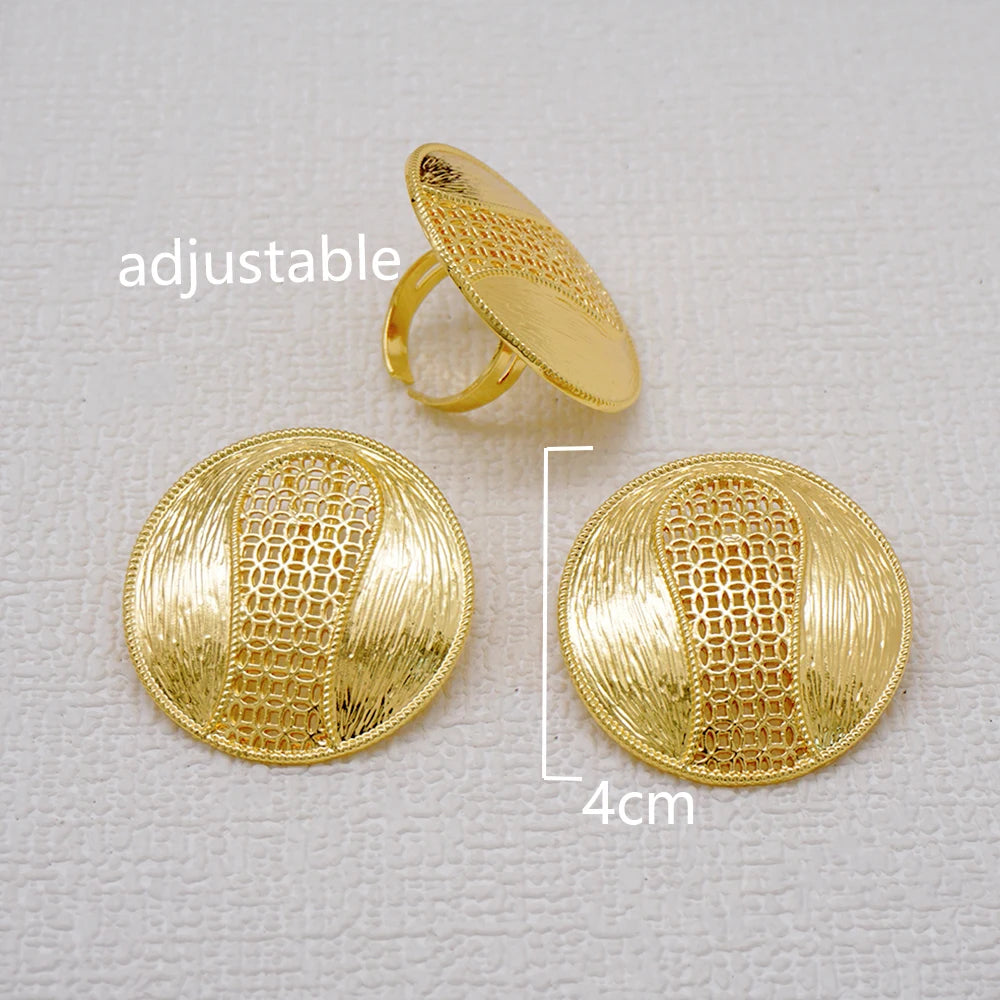 Parure Akosua Gold Dome (boucles d'oreilles et bague)