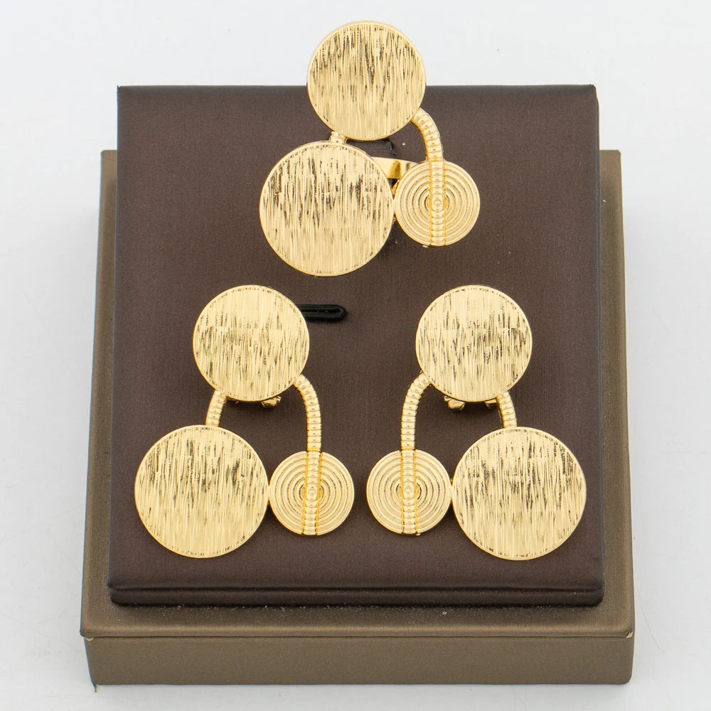 Golden Akan Cowrie Set — Sculpted Shell Earrings & Ring
