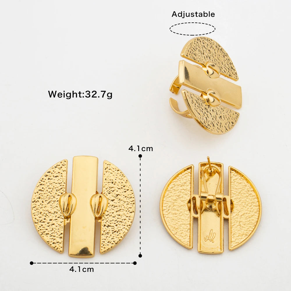 Ama Gold Hammered Disc Earring & Ring Set