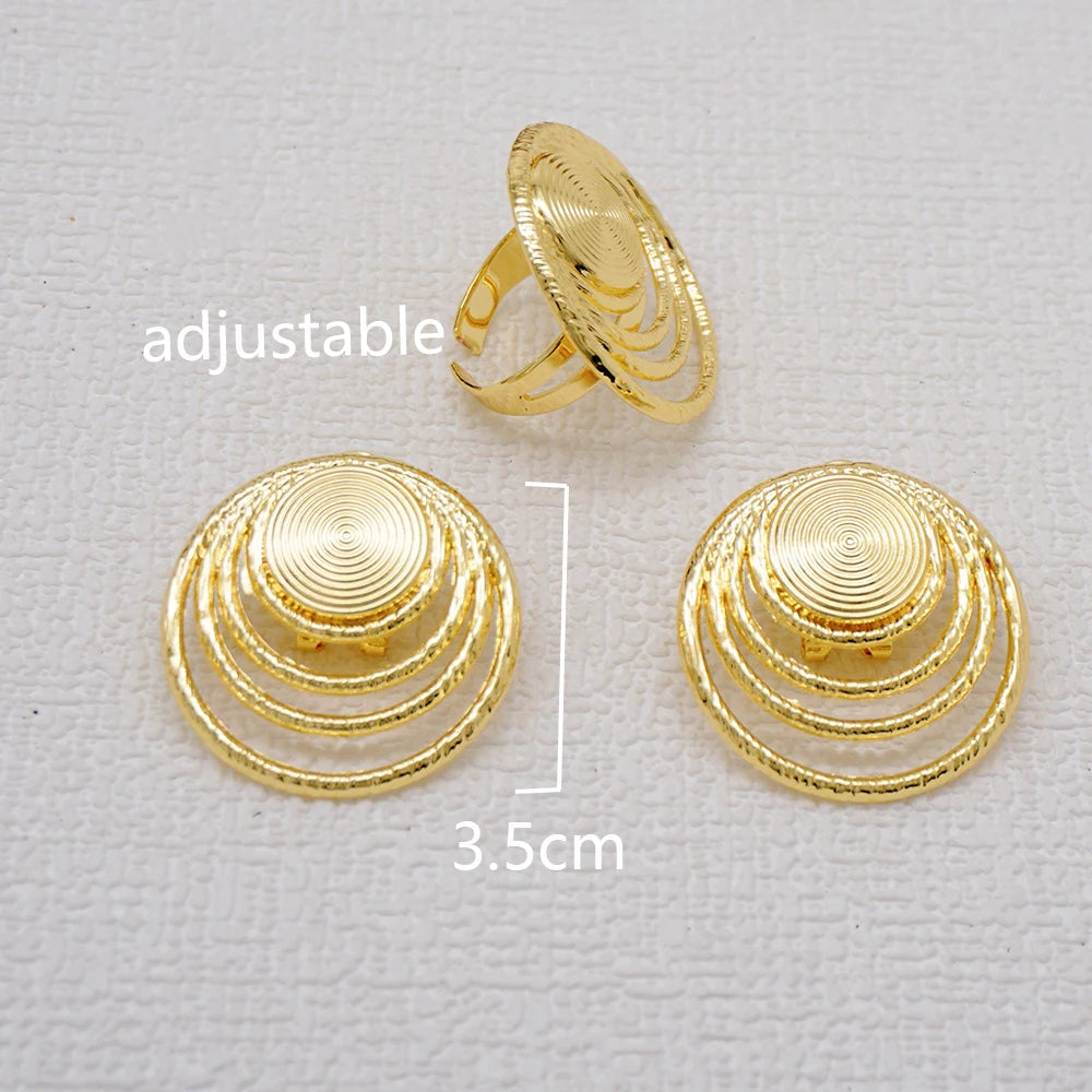 Parure Akosua Gold Dome (boucles d'oreilles et bague)