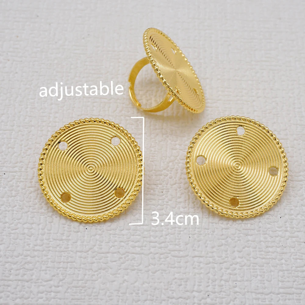 Parure Akosua Gold Dome (boucles d'oreilles et bague)