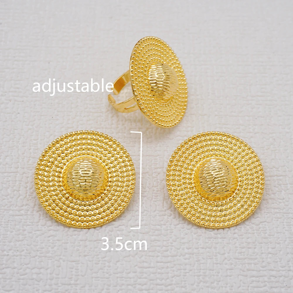 Parure Akosua Gold Dome (boucles d'oreilles et bague)