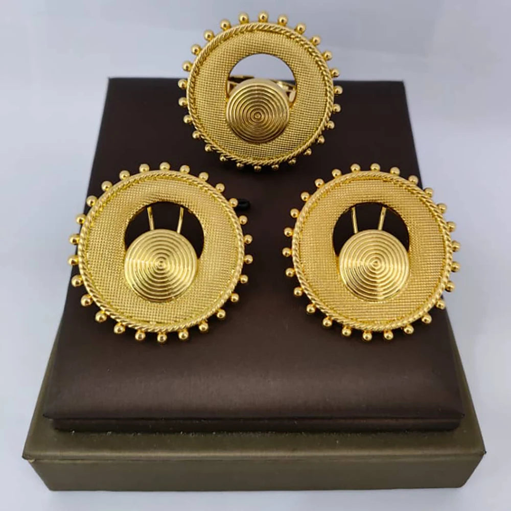 Afua Gold Spiral Fan Earring & Ring Set