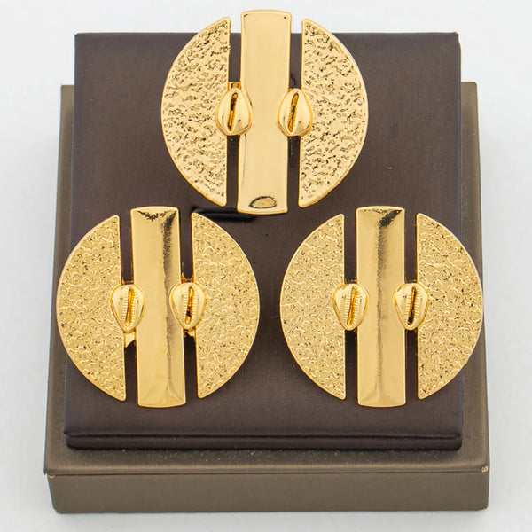 Ama Gold Hammered Disc Earring & Ring Set