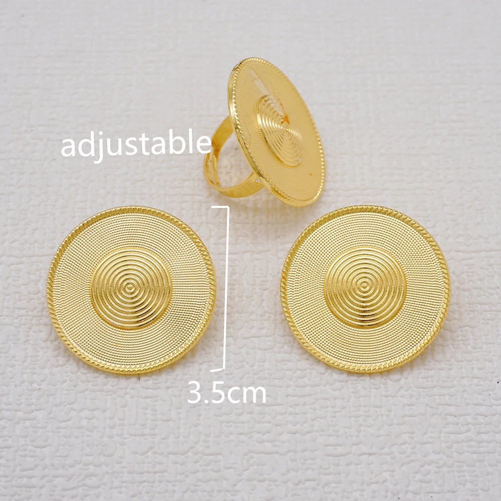 Parure Akosua Gold Dome (boucles d'oreilles et bague)