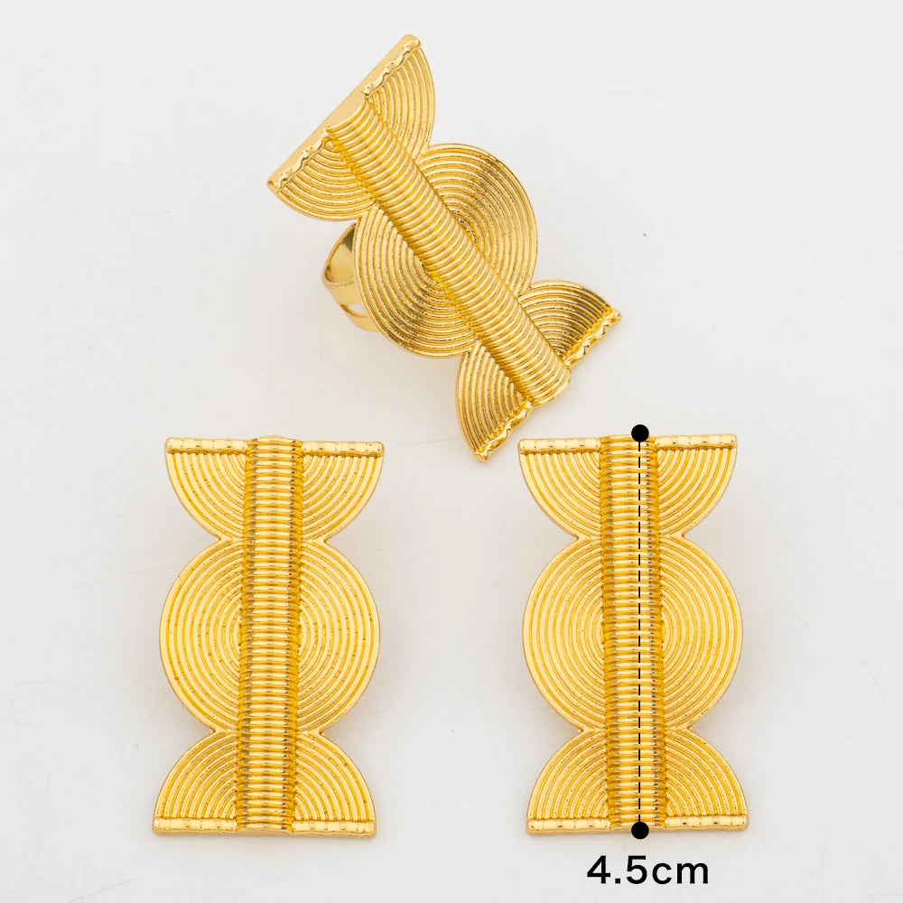 Parure Bague et Boucles d'Oreilles Nœud Papillon Torsadé Doré Yaa