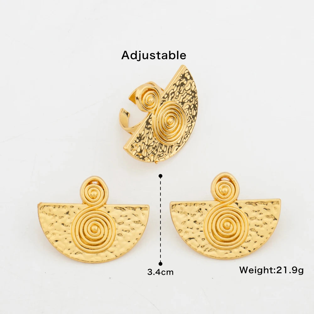 Adjoa Gold Spiral Fan Earring & Ring Set
