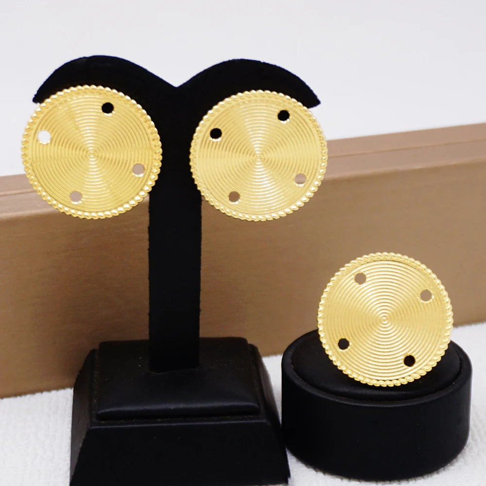 Parure Akosua Gold Dome (boucles d'oreilles et bague)