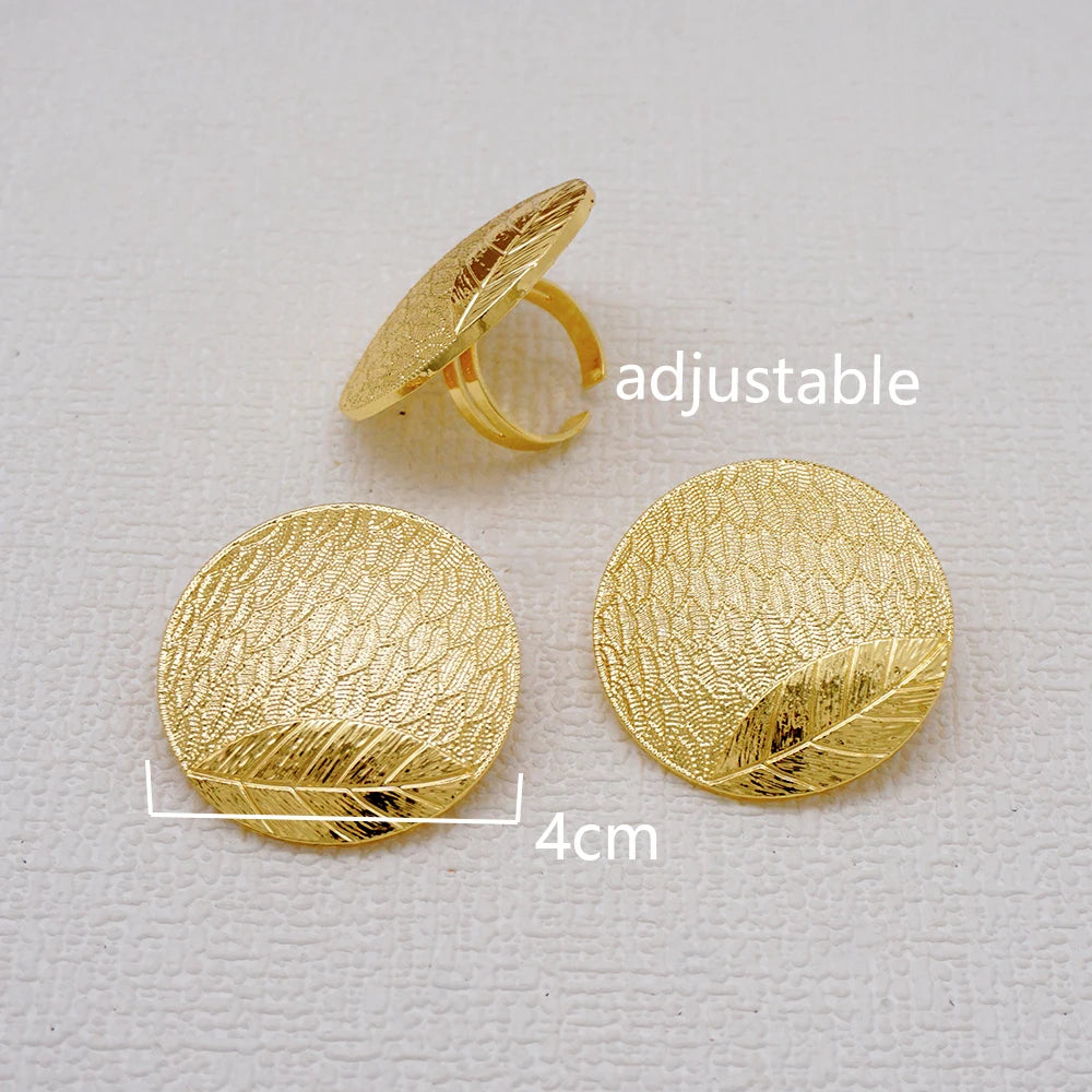 Parure Akosua Gold Dome (boucles d'oreilles et bague)