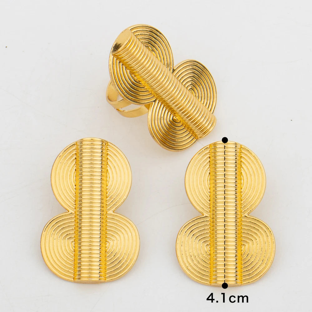 Parure Bague et Boucles d'Oreilles Nœud Papillon Torsadé Doré Yaa