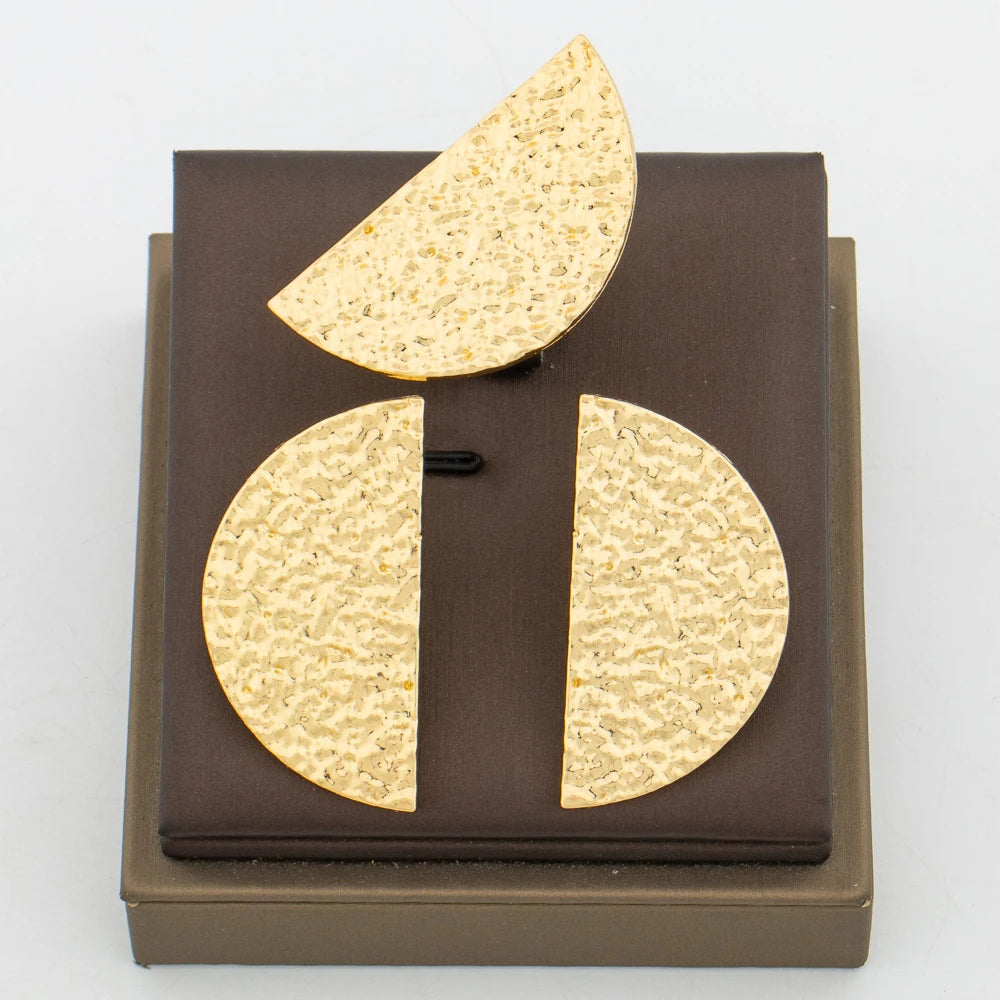 Golden Akan Cowrie Set — Sculpted Shell Earrings & Ring