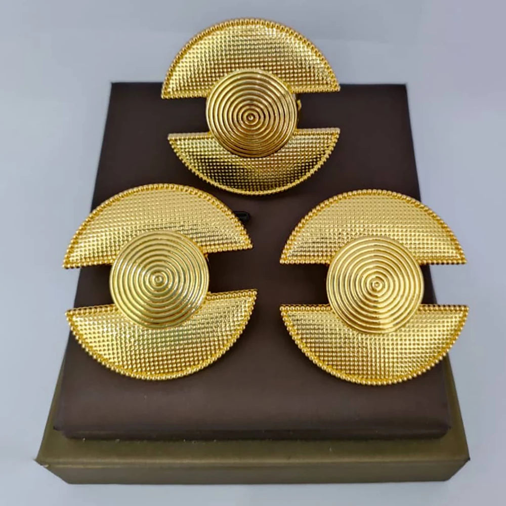 Afua Gold Spiral Fan Earring & Ring Set